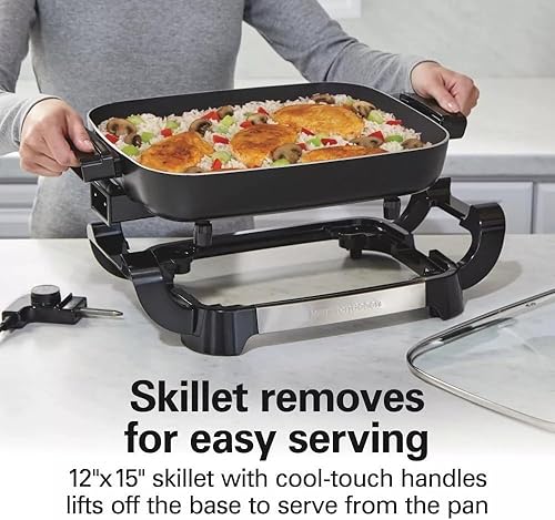 Miniatura 6 de Hamilton-Beach - Sartén eléctrica antiadherente reversible de cerámica de 20.5 pulgadas, gran superficie de cocción, control de temperatura