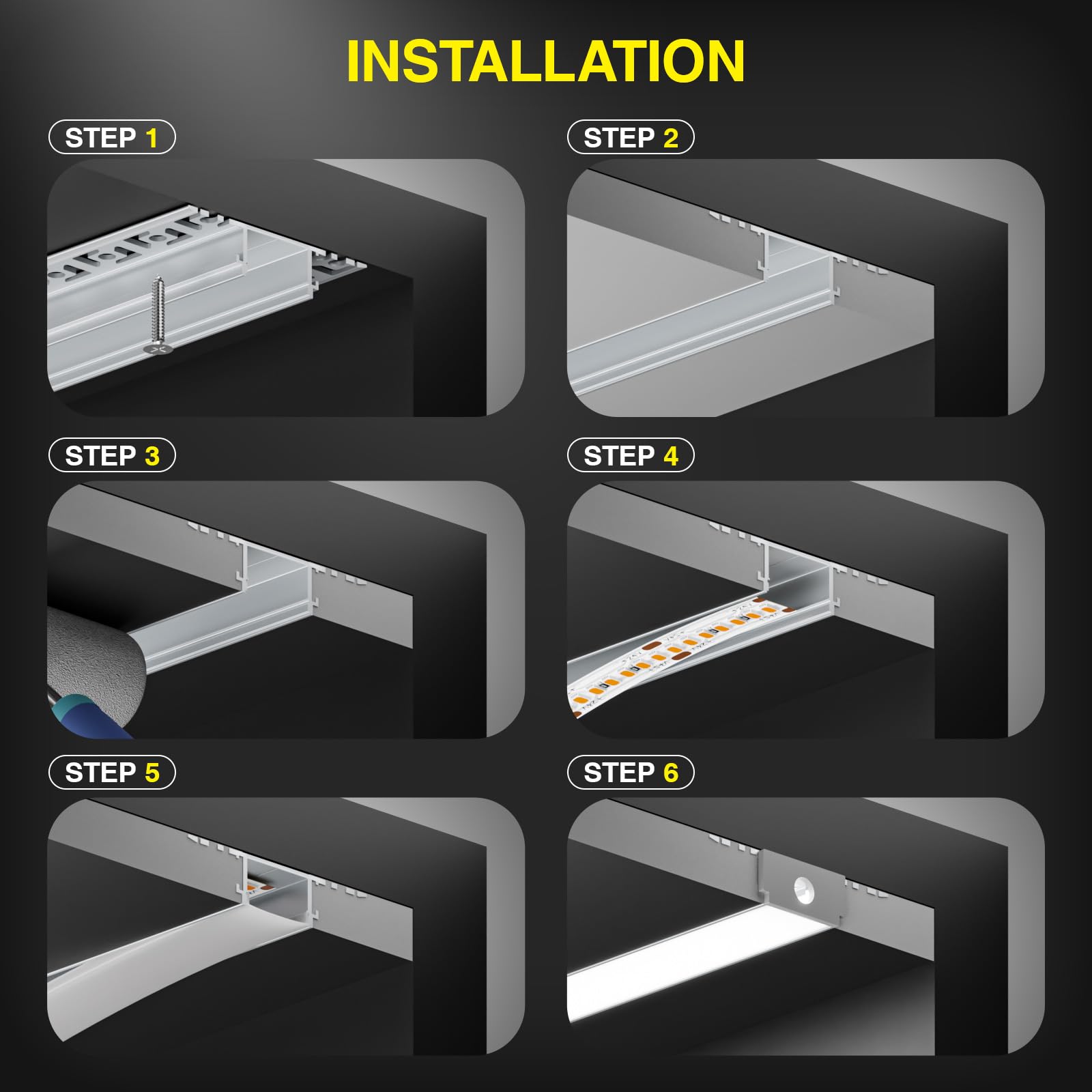 Shine Plus LED Eckprofile 10x2m - 45° V-Form Mit Mattem Diffusor Für Indirekte Beleuchtung
