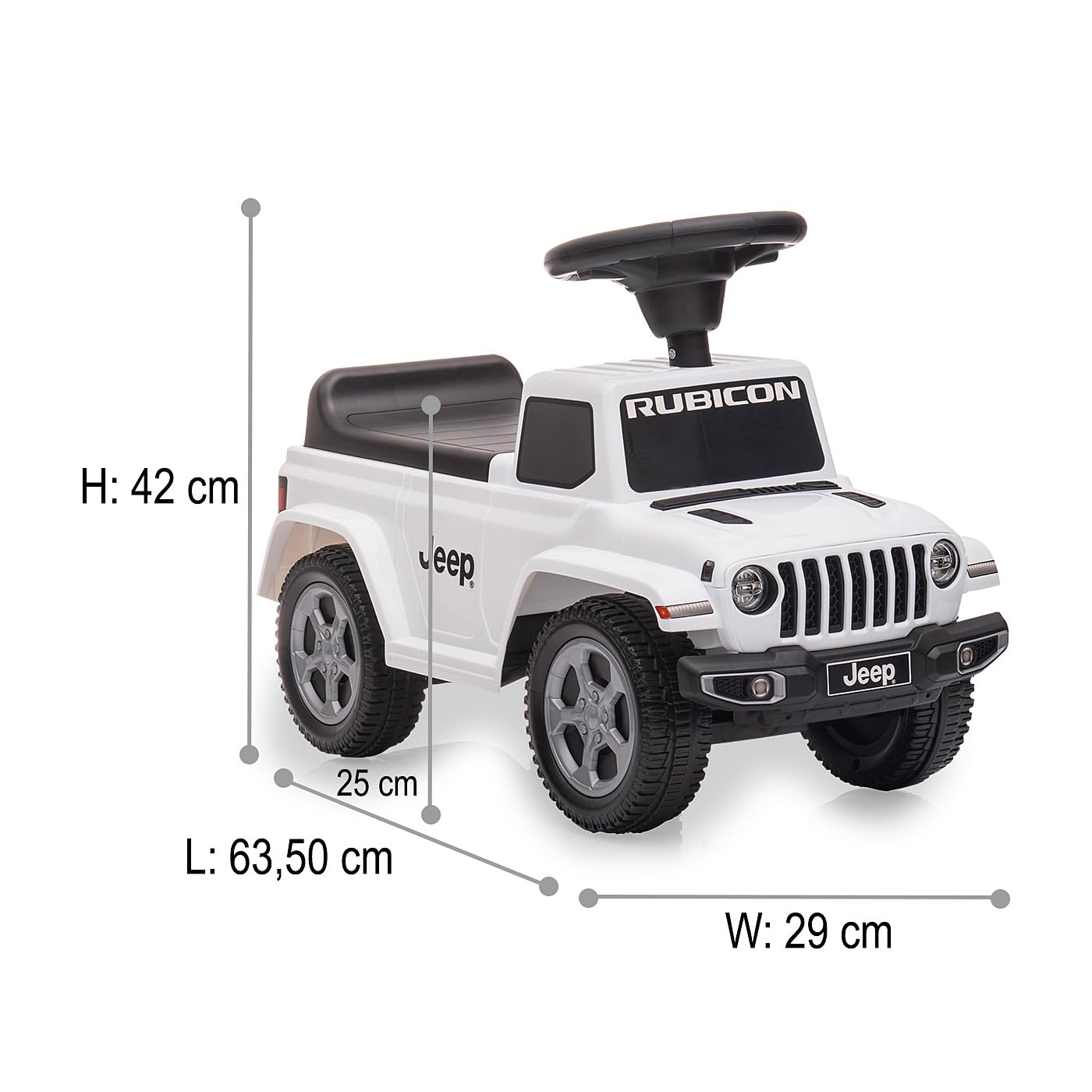 JAMARA 464040 Toboggan Jeep® Gladiator - Voiture Glissante pour Enfants, véhicule intérieur et extérieur, Jouet de Voiture, Cadeau pour Enfants, Protection Anti-basculement, Coffre, klaxon