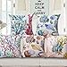 ZHAOCC Cuscino Federa Divano Federa Set 5 Pezzi Creativo Lino Acquerello Corallo Corallo Ippocampo Stella Marina Federa Camera da Letto Soggiorno Decorazione Domestica