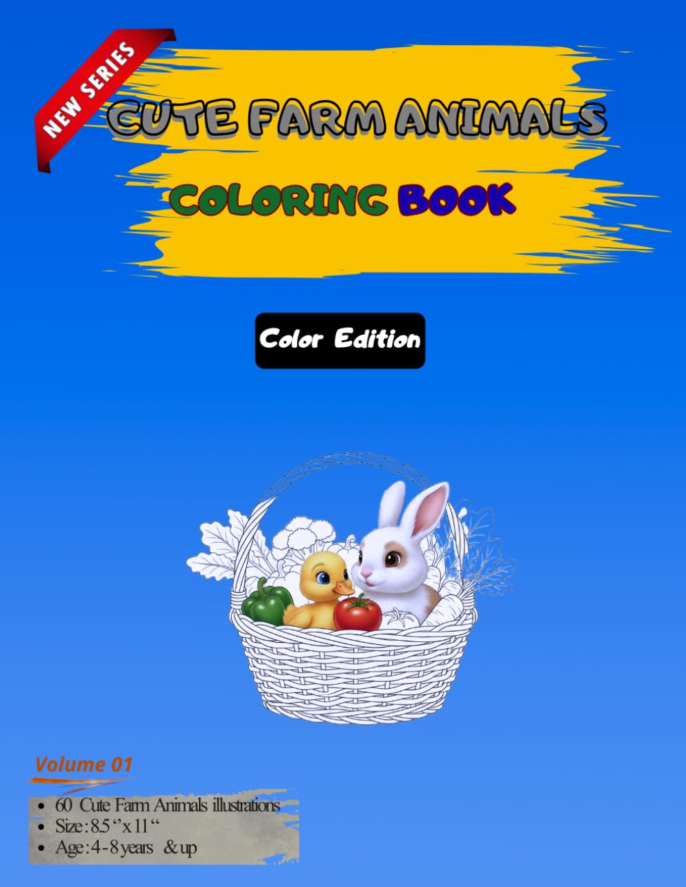 Cute Farm Animals Coloring Book - Color Edition (Cute Animals Coloring Book Series)