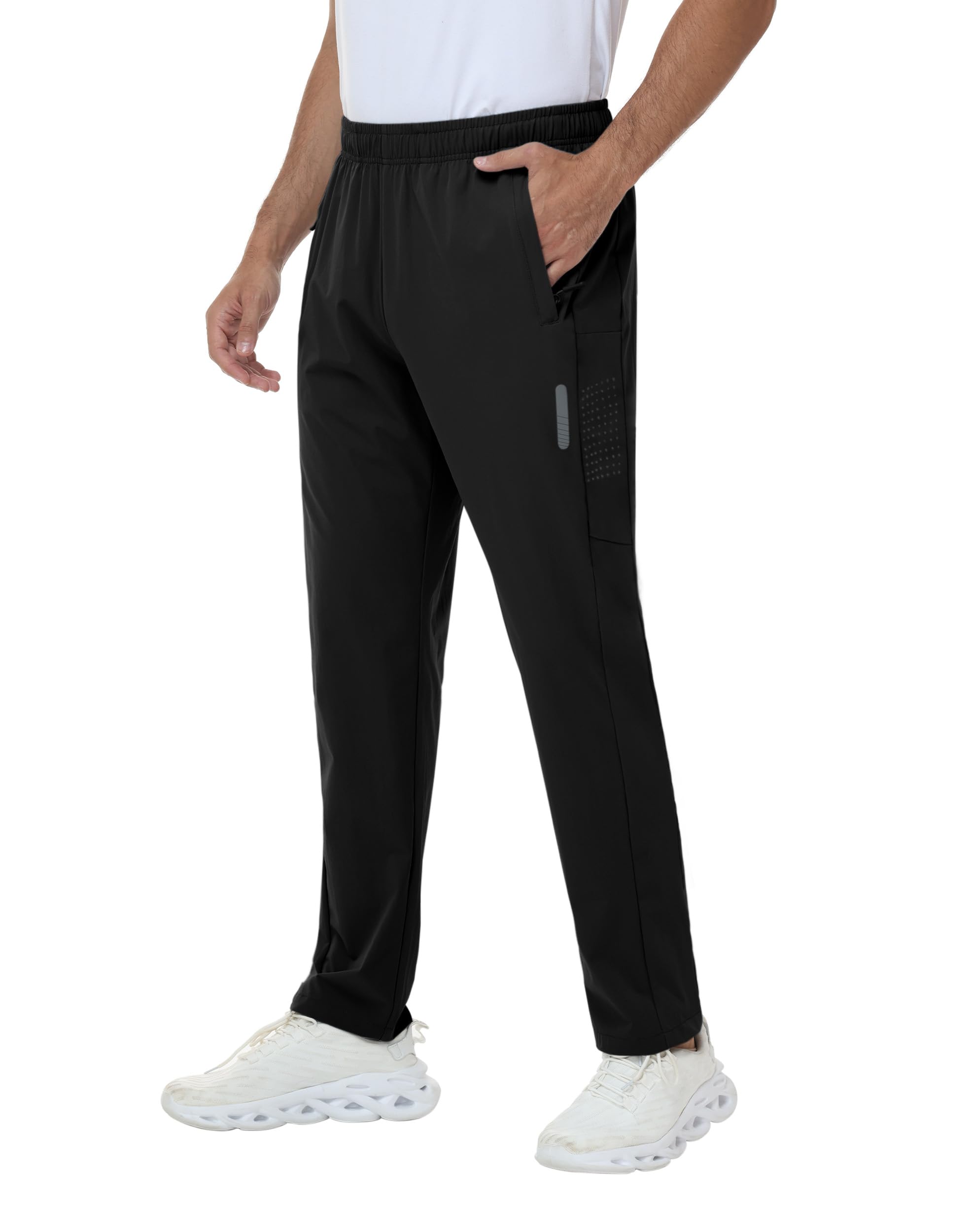 Rvinroo Men's Black Joggers Trousers Tracksuit Bottoms Gym Clothes Lightweight Stretch Golf Running Jogging Trousers 3XL