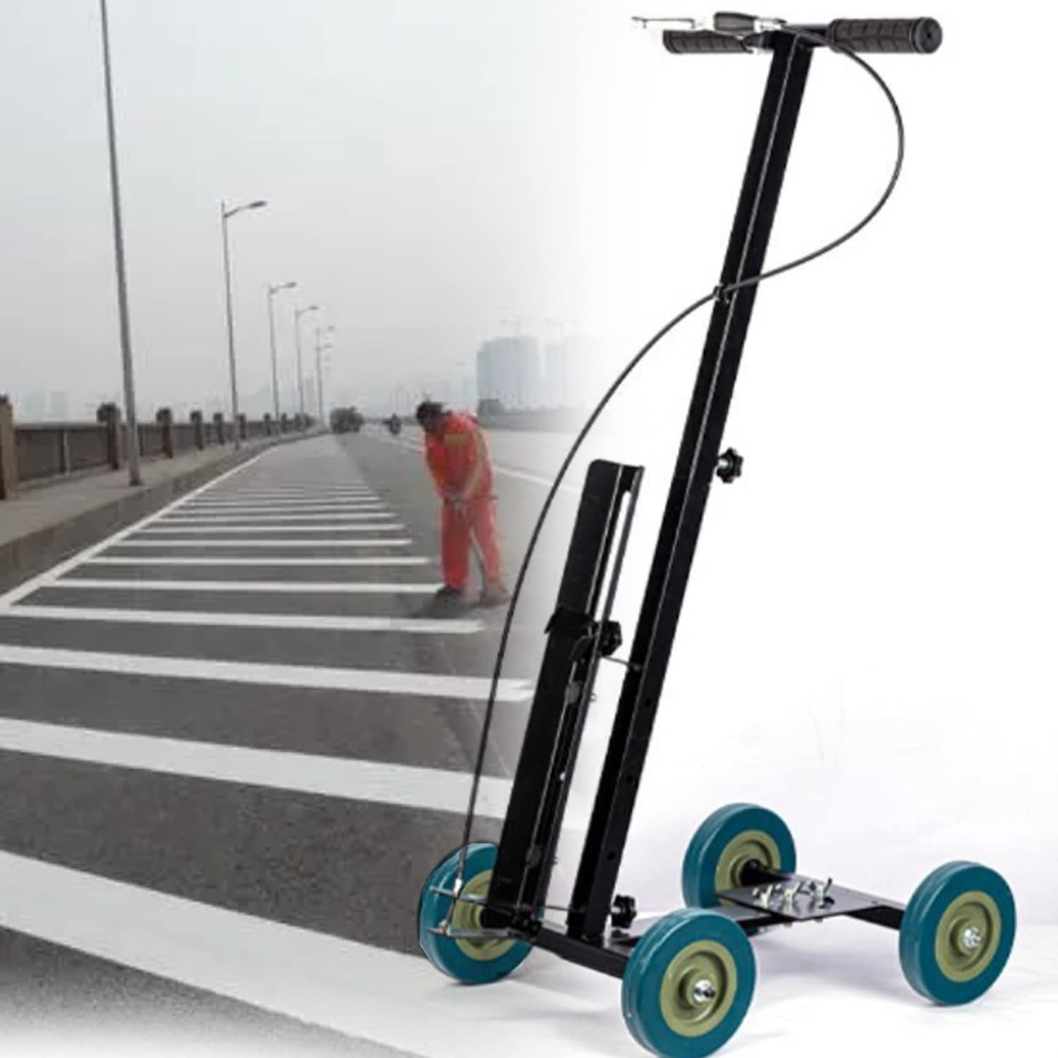 asdchZen Hand-Push Line Marking Machine With Width Adjustment, Wheel Transfer Lane Marking Applicator, For Schools And Sports Surfaces