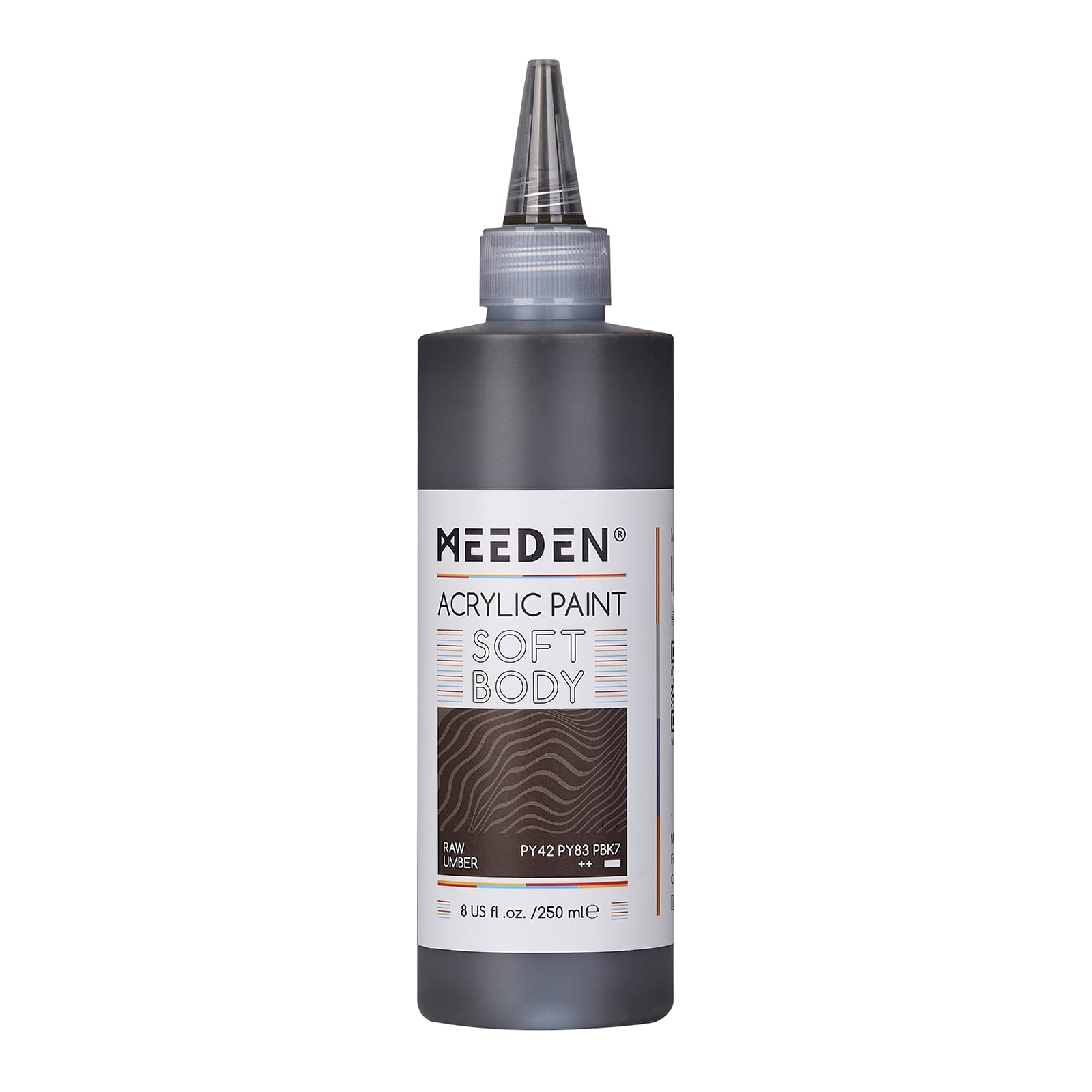 Meeden Raw Umber Acrylic Paint: 250Ml/8.8Oz Soft Body Bulk Acrylic Colours In Squeeze Bottle - Fluid Flow Art Paints For Artists Canvas Painting