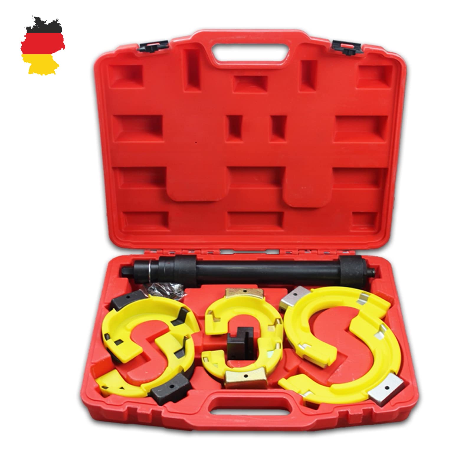NAIZY Compresor de muelles universal Mc Pherson sistema de amortiguador de muelle para coche, herramienta con maletín rojo