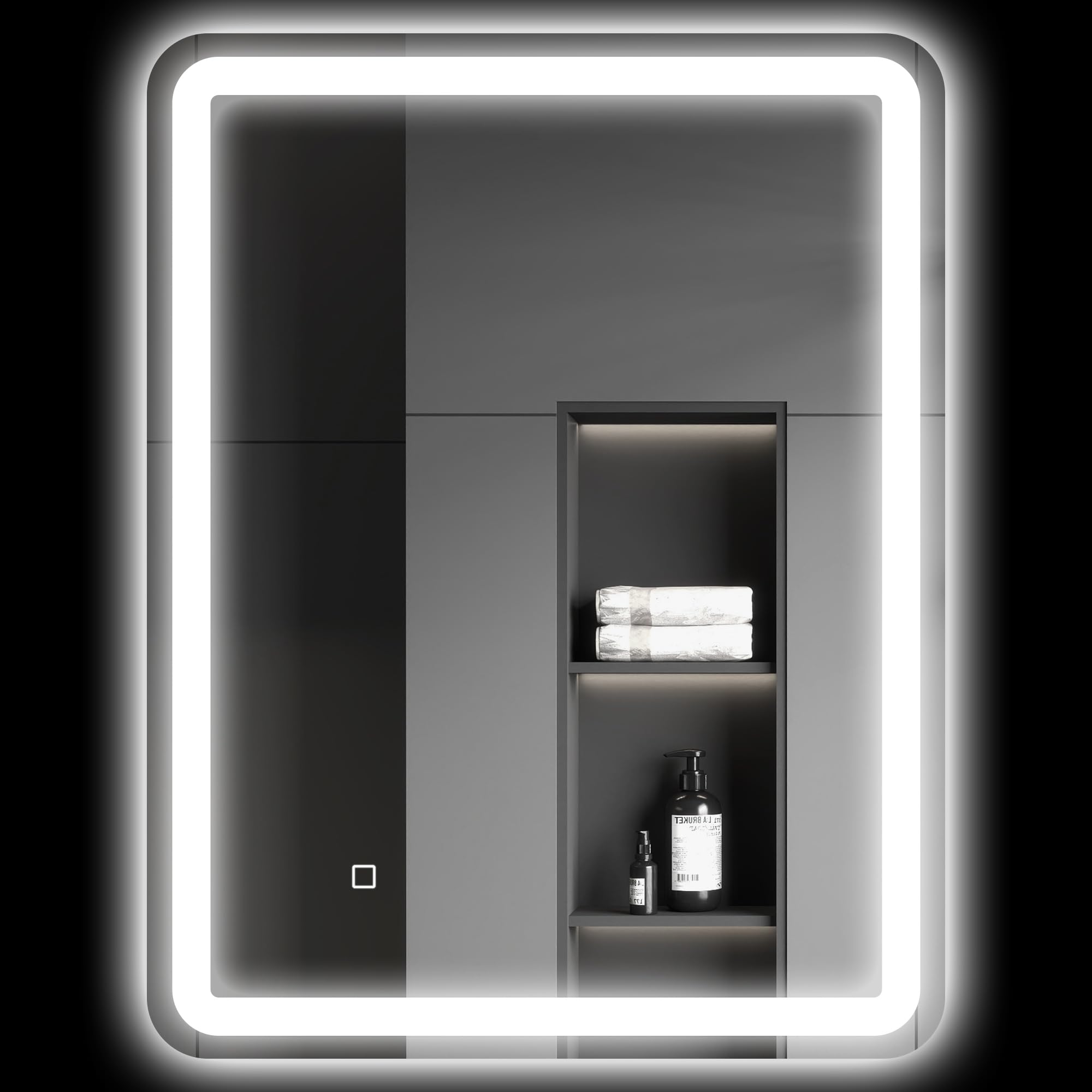 HOMCOM Espejo de Baño con Luces LED 60x80 cm Espejo de Pared Antivaho con 3 Temperaturas de Color Regulable y Función de Memoria Horizontal y Vertical
