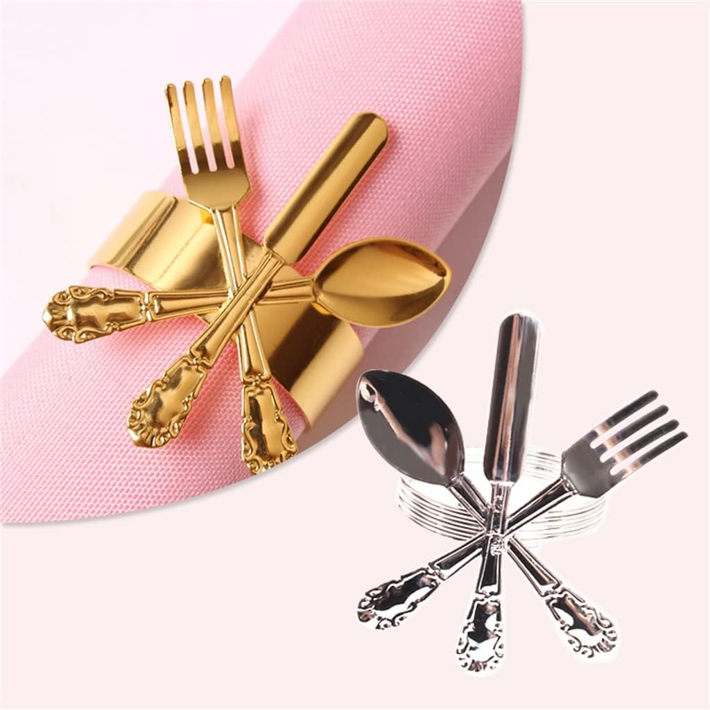 Creative Wedding Decoration Table Napkin Rings Buckle Holders Fork and Spoon Shape Party Festivals Dinner Table Decor(E)