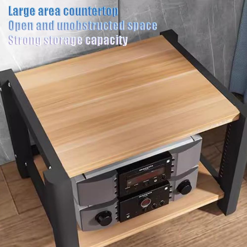 Scaffale in legno e acciaio, supporto multimediale regolabile, torre audio a 4 livelli, scaffale per lettore CD, armadio stereo da pavimento, design moderno in teak per home theater e sistemi audio