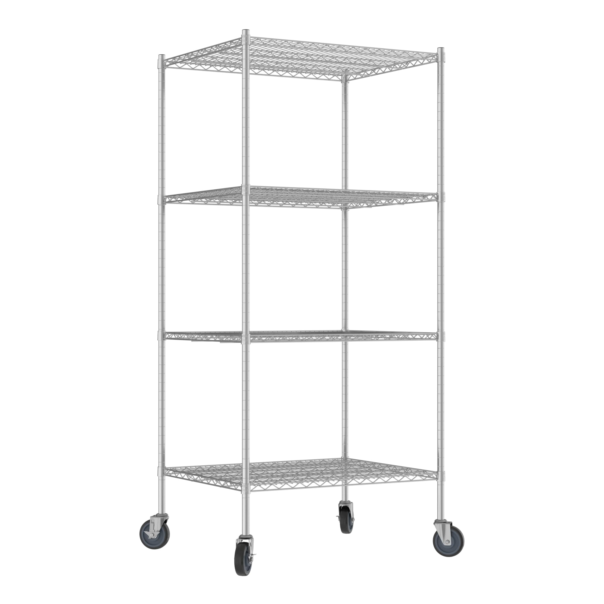 QUIET BOOK Commercial NSF Listed Chrome Mobile Wire Shelving Kit 30