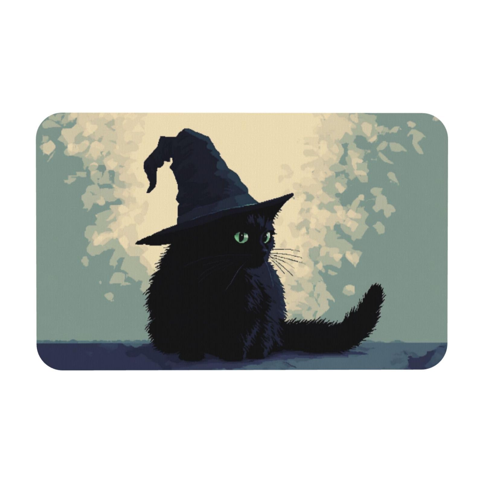 Paillasson intérieur chat de sorcière 50x80cm tapis de sol lavable