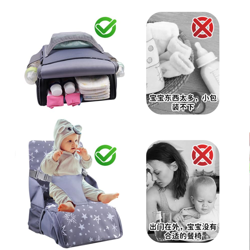 Asientos elevadores para bebés de 6 meses a 3 años, cojín elevador para sillas de comedor, asiento de alimentación infantil para mesa (estrella gris)