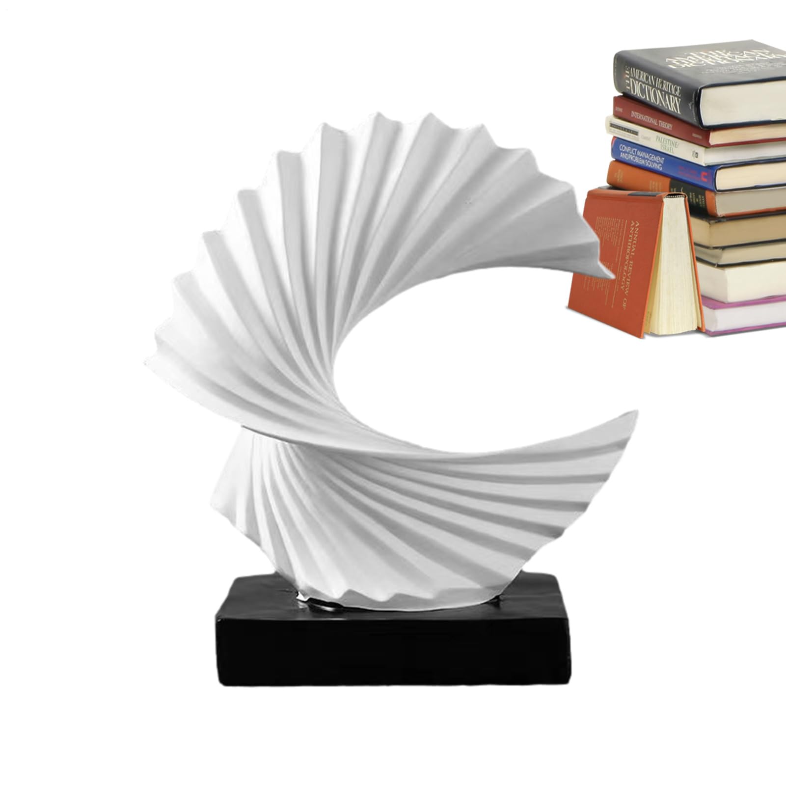 Statue "Meereswelle" – abstrakte Figur aus Gold 24 x 10 x 28 cm, Dekoration aus weißem Harz, künstlerisches Ornament ' mit glatter und glänzender Oberfläche | Elegantes dekoratives Accessoire für