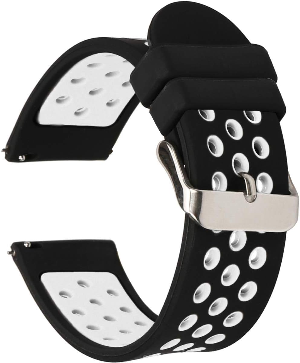 Universal 18mm 20mm 22mm 24mm Width Silicone Watch Band Replacement, Quick Release Rubber Watch Bands for Men & Women