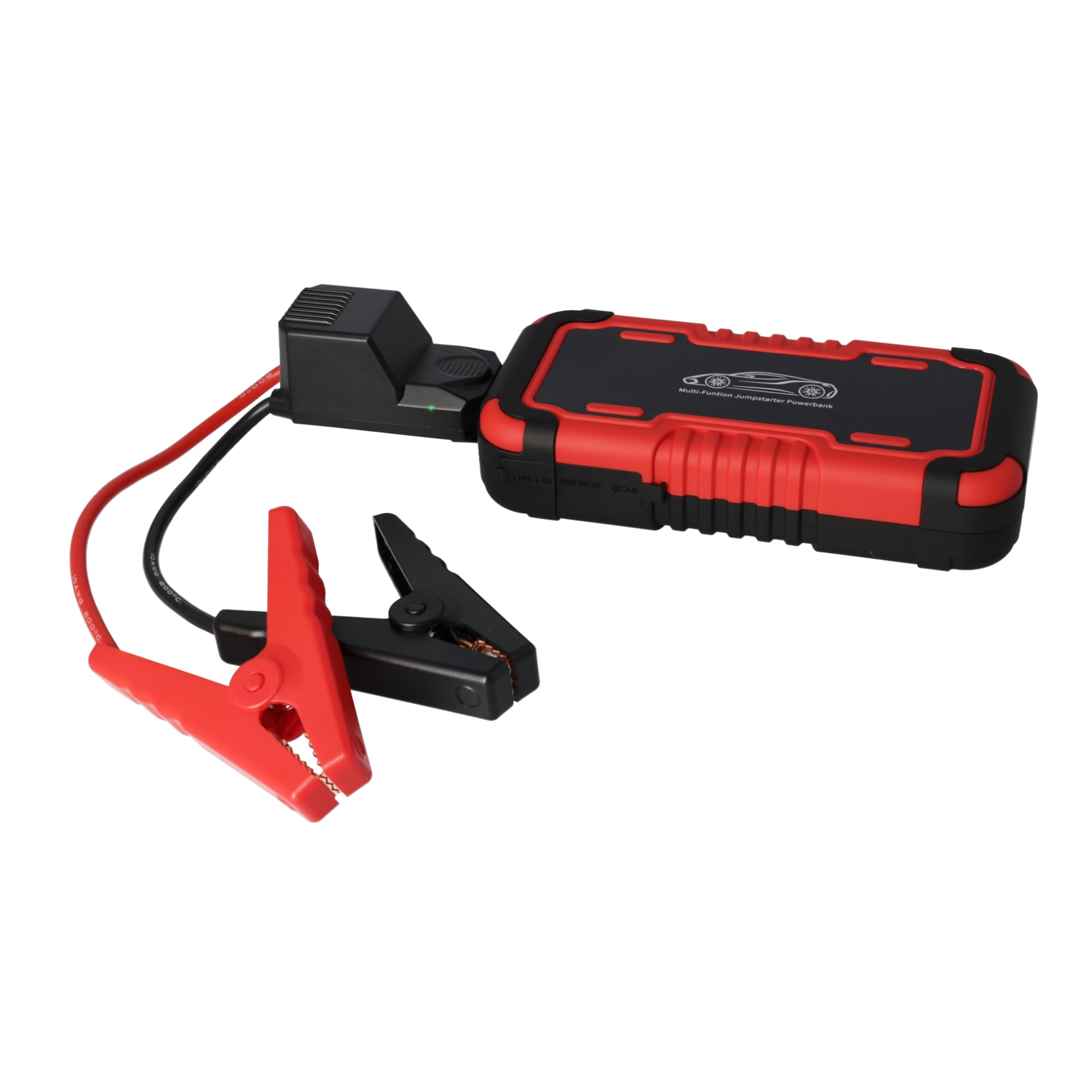 Jandei - Arrancador de Coches Portátil 1500A Pico 12000mAh 12V, para Gasolina 5.0L o Diésel 3.0L, con Cargador Inalámbrico