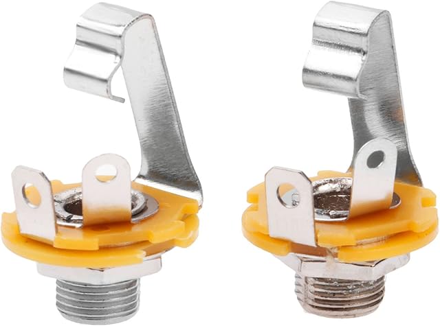 2Pcs Stereo Input Jack Plug Socket Output 1/4" 6.35mm Socket For Electric Guitar