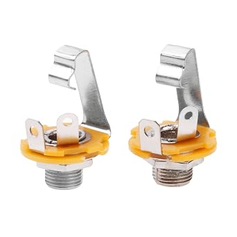 2Pcs Stereo Input Jack Plug Socket Output 1/4" 6.35mm Socket for Electric Guitar