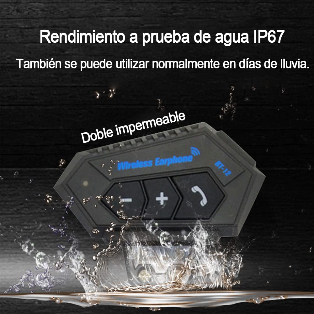 BIGFOX Auriculares Casco de Motocicleta, Auriculares Inalambricos Bluetooth 5.0,Intercomunicador Casco Moto, Intercom Anti-interferencia Auriculares para una Variedad de Montados en Casco