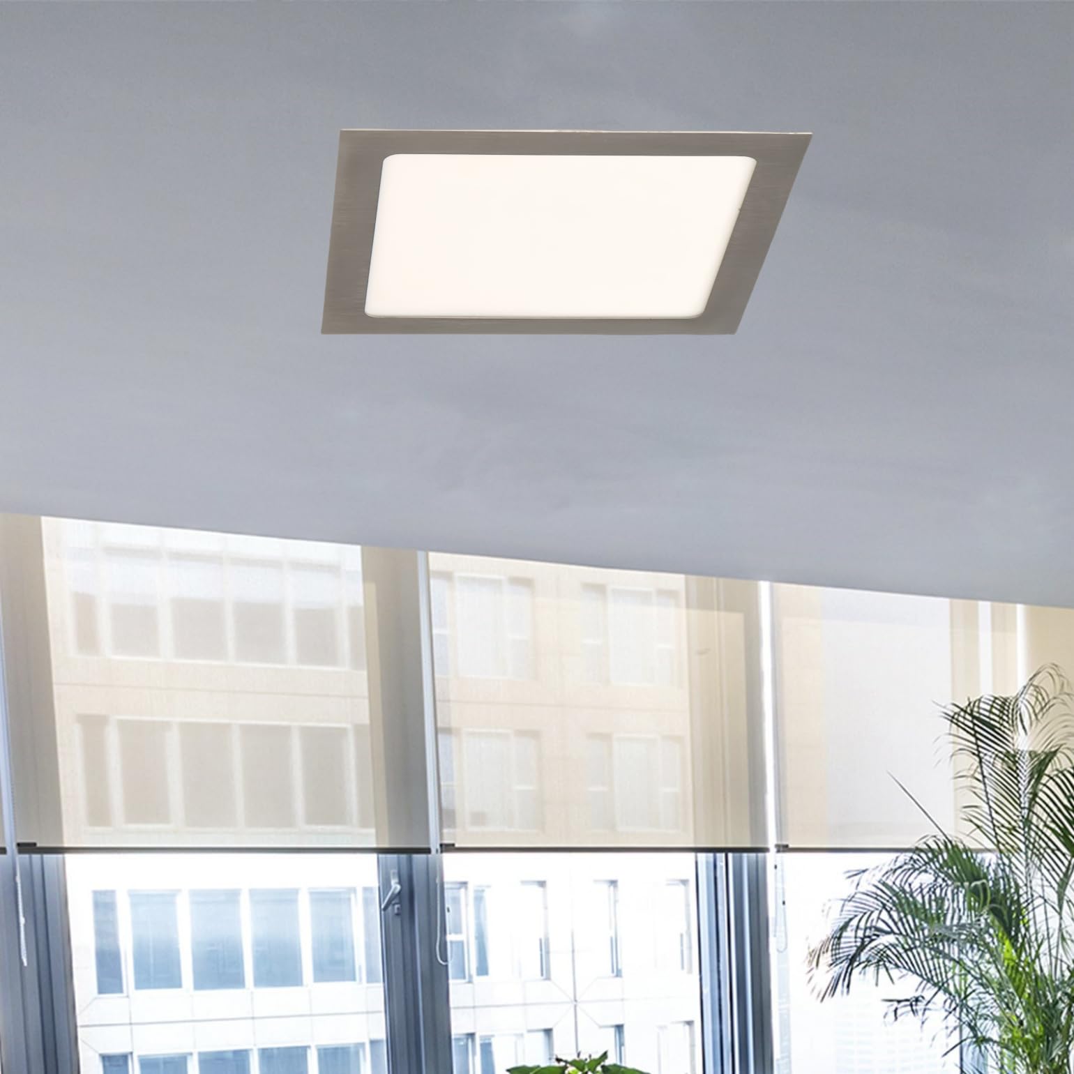 ONSSI Placa LED de Techo 20W 2000lm,Cuadrada 220x220mm Blanco Frío (CCT Regulable en Blanco-Neutro-Cálido) Panel LED Níquel Super slim Empotrado Downlight Led (Marco Plata)
