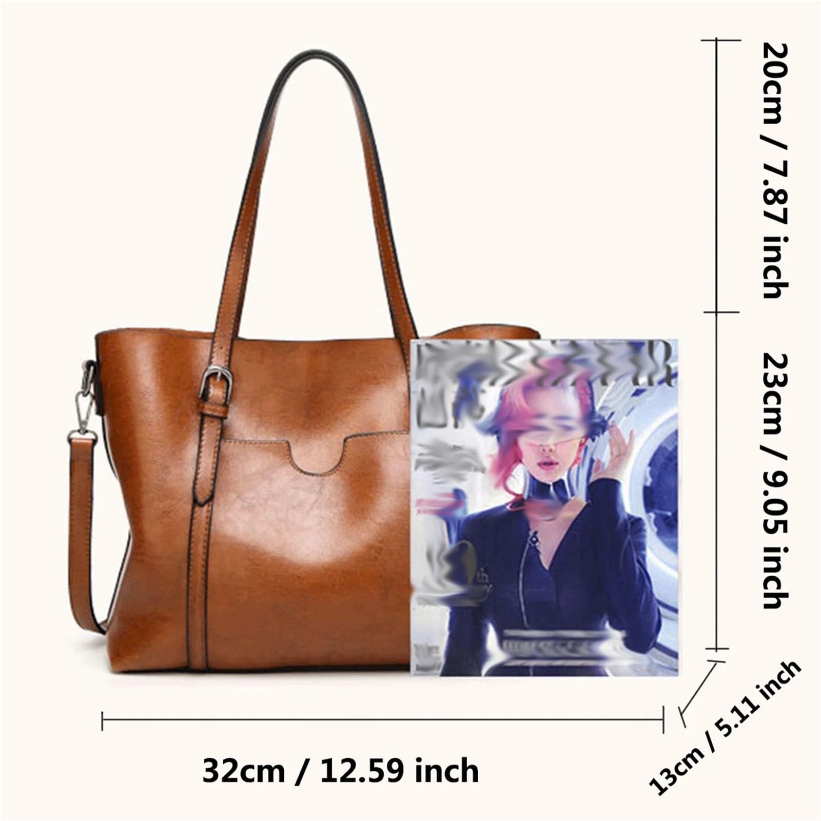 Bolsos de Hombro for Mujer, Bolso de Cuero con Cera de Aceite, Bolso Cruzado, Bolsos Vintage, Bolsos de Mujer, Bolso de diseñador Adecuado para Viajar, Fiesta, Trabajo(Coffee)