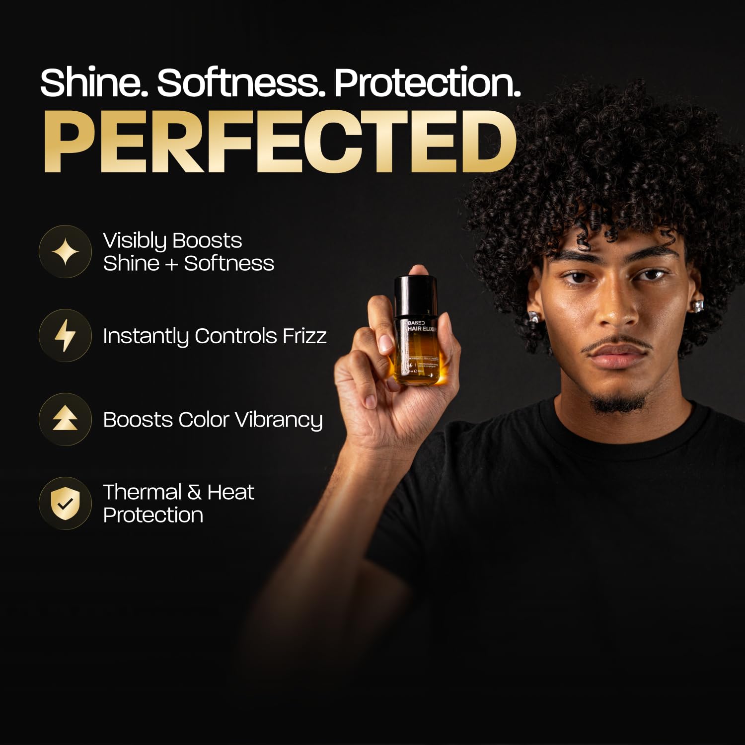 BASED Hair Elixir - Weightless Shine Serum with Heat Protection Controls Frizz & Flyaways Nourishes with Meadowfoam & Mongongo Oils Non-Toxic Formula for All Hair Types 1 Fl Oz Pack of 1 product thumbnail 3