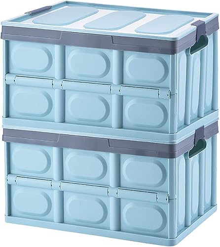 Miniatura 1 de Phyllia Cajas de almacenamiento de plástico color negro de 28 litros, paquete de 2 cajas plegables de plástico, cajas de almacenamiento apilables