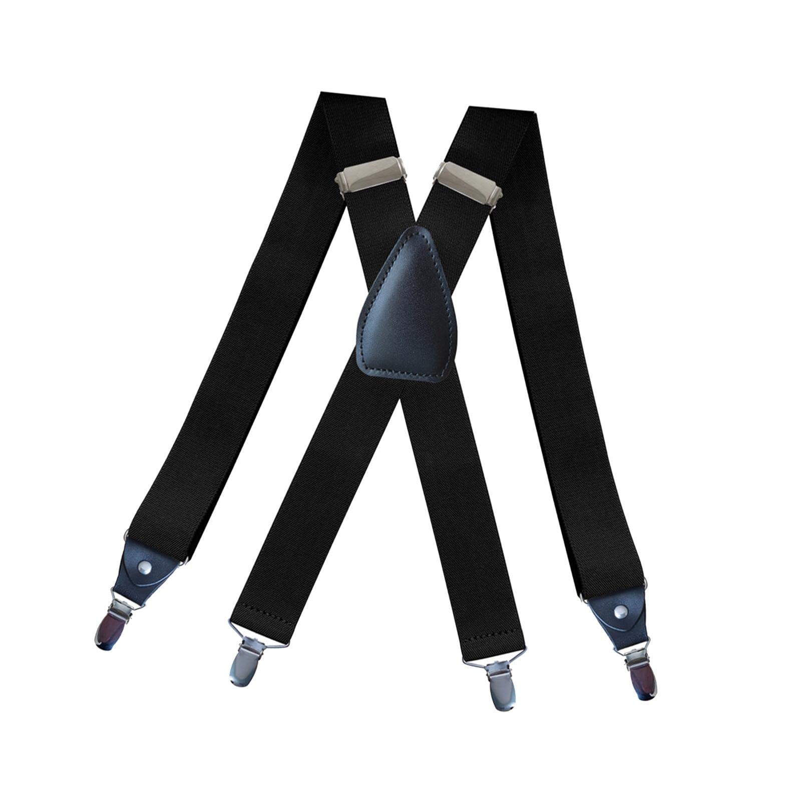bnf Men's Suspenders Elastic Straps Solid Heavy Duty 4 Clips Adjustable Unisex Black | Clothing Shoes & Accessories | Mens Accessories | Suspenders Braces-picture-15