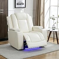 Vista 13 de Sofá reclinable individual eléctrico para muebles de sala de estar, silla reclinable de cuero con luces LED, puertos USB, almacenamiento oculto
