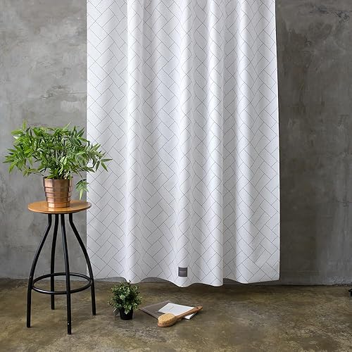 Miniatura 5 de Cortina de ducha hecha en Corea, sin costuras, resistente al agua, (71 pulgadas de ancho x 74 pulgadas de largo), incluye 12 ganchos de plástico