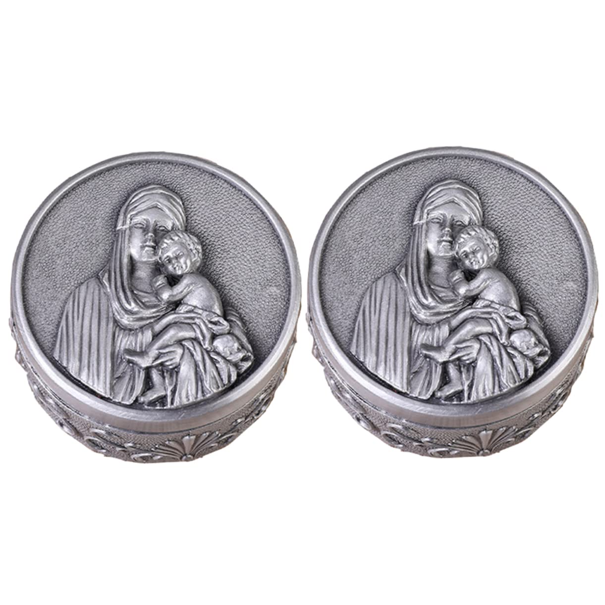 Joyero Vintage Pequeño de Aleación Plata 2 Piezas para Joyas