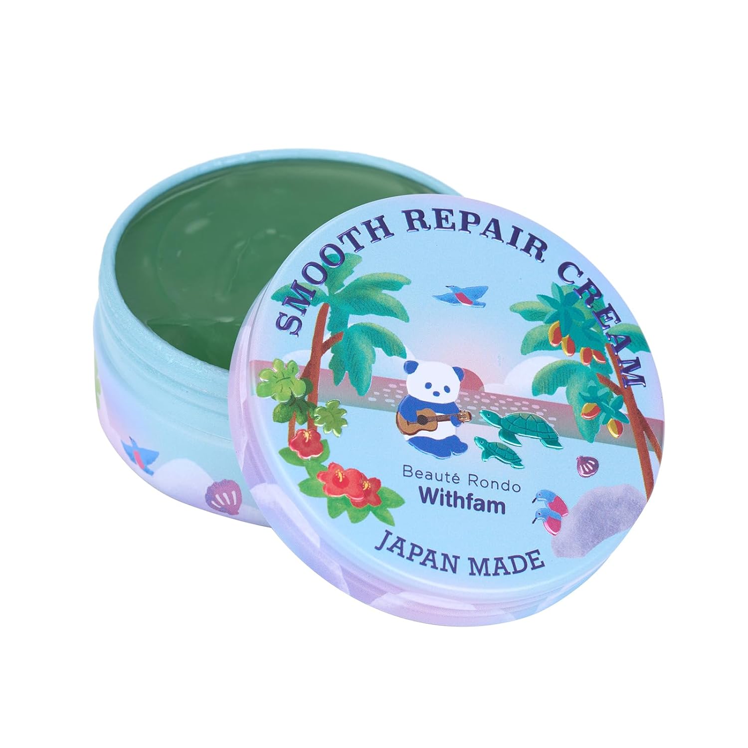 Beaute Rondo Withfam Moisturizing Cream, After Sun Care with Miyako Island Aloe Vera, Smooth Repair Souffle Cream, Made in Japan, 2.65 oz (75g), Gentle for Kids & Family, J Beauty, Green Tea