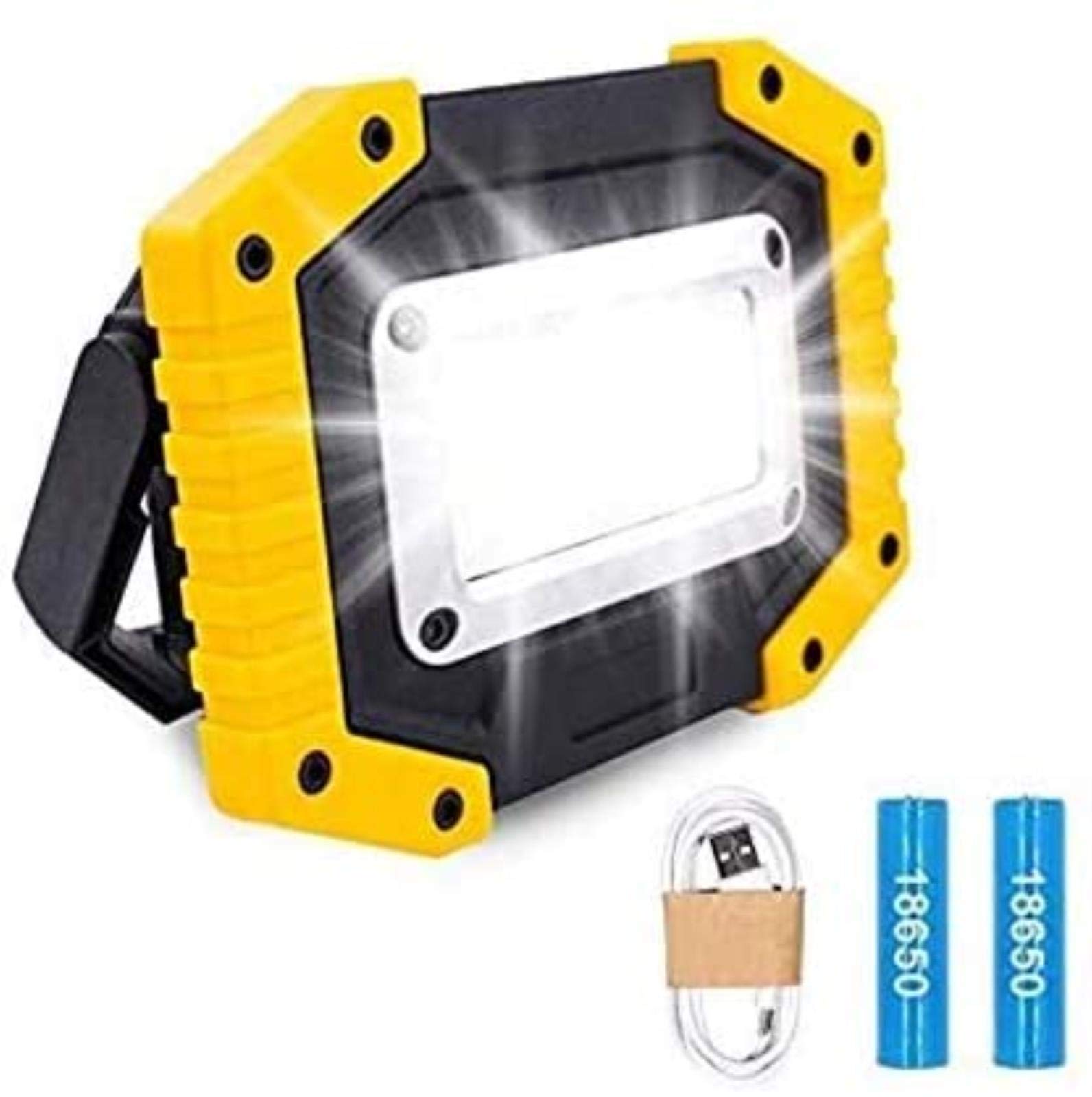 Akumulatorowa lampa robocza, 30 W COB reflektor z 3 trybami, wodoodporna przenośna lampa zewnętrzna na kemping, bezpieczeństwo, podwórko, wędkowanie, zasilanie bateryjne