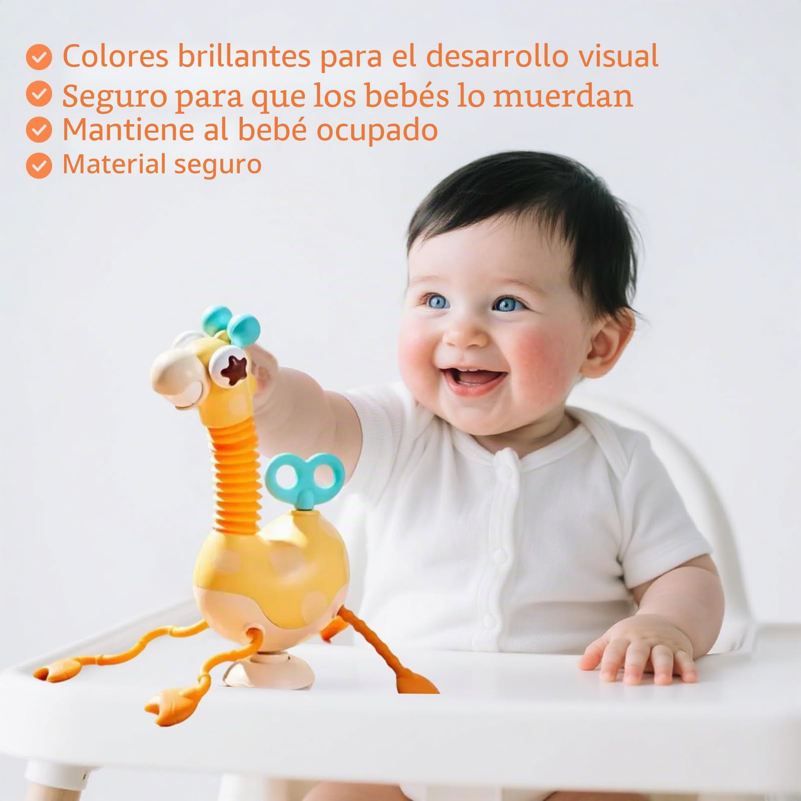 Montessori Juguete con Ventosa Morder Silicona con Cuerda Actividad Sensorial para Viajar Juguete Cochecito Que Fomenta la Motricidad Fina Juguete para Bebés de 6 a 18 Meses y Niños Pequeños