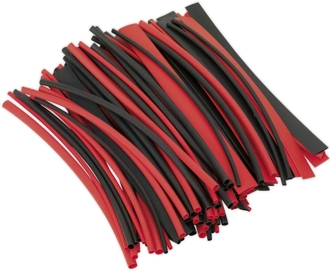 Sealey HST200BR Heat Shrink Tubing, 200mm, Black/Red, Pack of 100