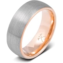 Manly Bands Mens Rose Gold Wedding Bands and Rings - Made With 14K and 18K Rose Gold - Gift for Men - Free Silicone Ring Included