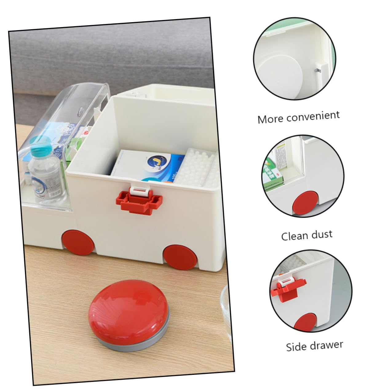 Homoyoyo Caja Organizadora de Medicamentos de Gran Capacidad Resistente de Plástico y As con Asa Ergonómica para Uso Doméstico y Viajes Almacenamiento Seguro para Botiquín y Suministros