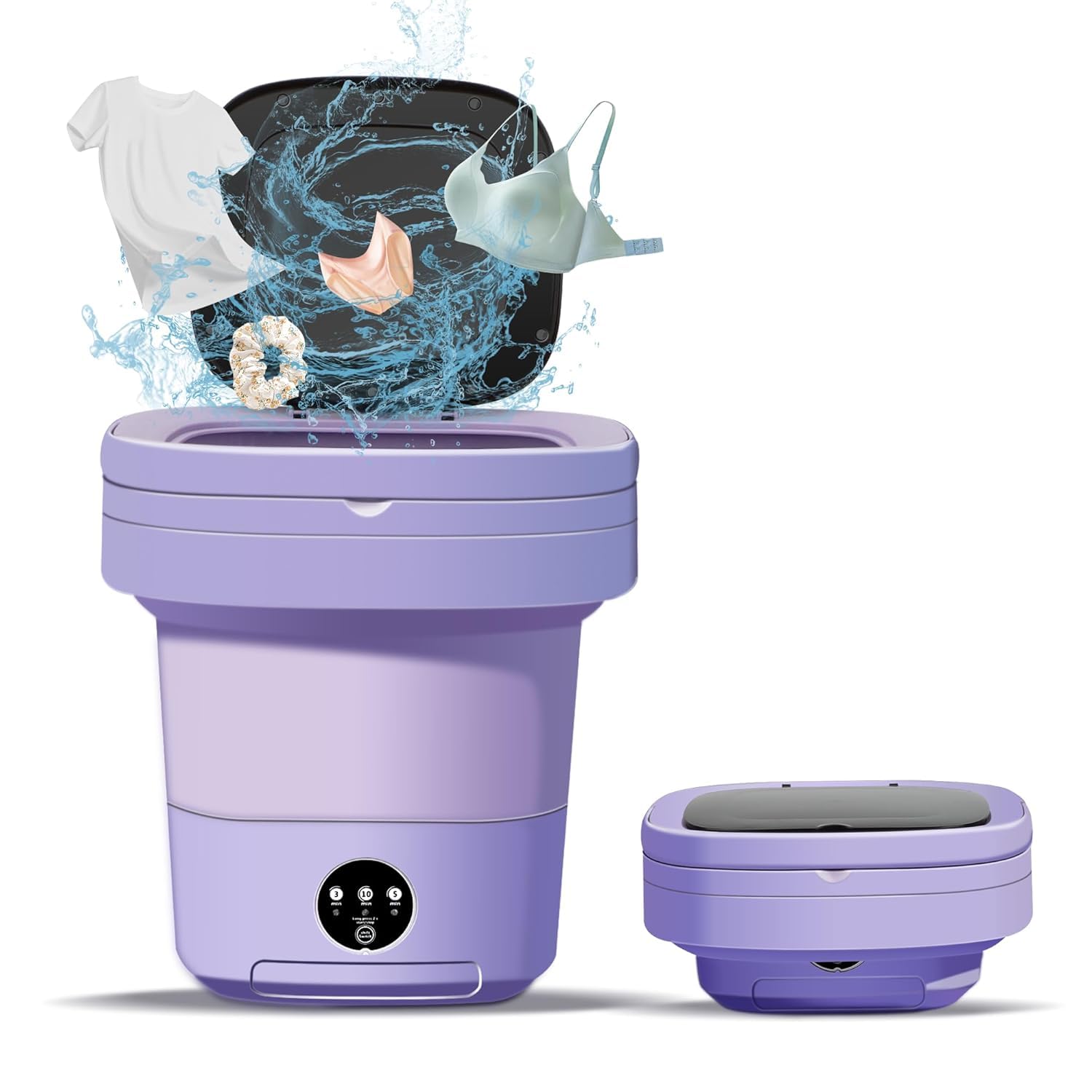Drumstone (𝗦𝗽𝗲𝗰𝗶𝗮𝗹 𝟭𝟬 𝗬𝗲𝗮𝗿𝘀 𝗪𝗮𝗿𝗿𝗮𝗻𝘁𝘆) Foldable Mini Washing Machine - Compact, 3 Cleaning Modes for Baby Clothes, T-Shirts, and High-Frequency Vibration for Superior Cleaning-image-22