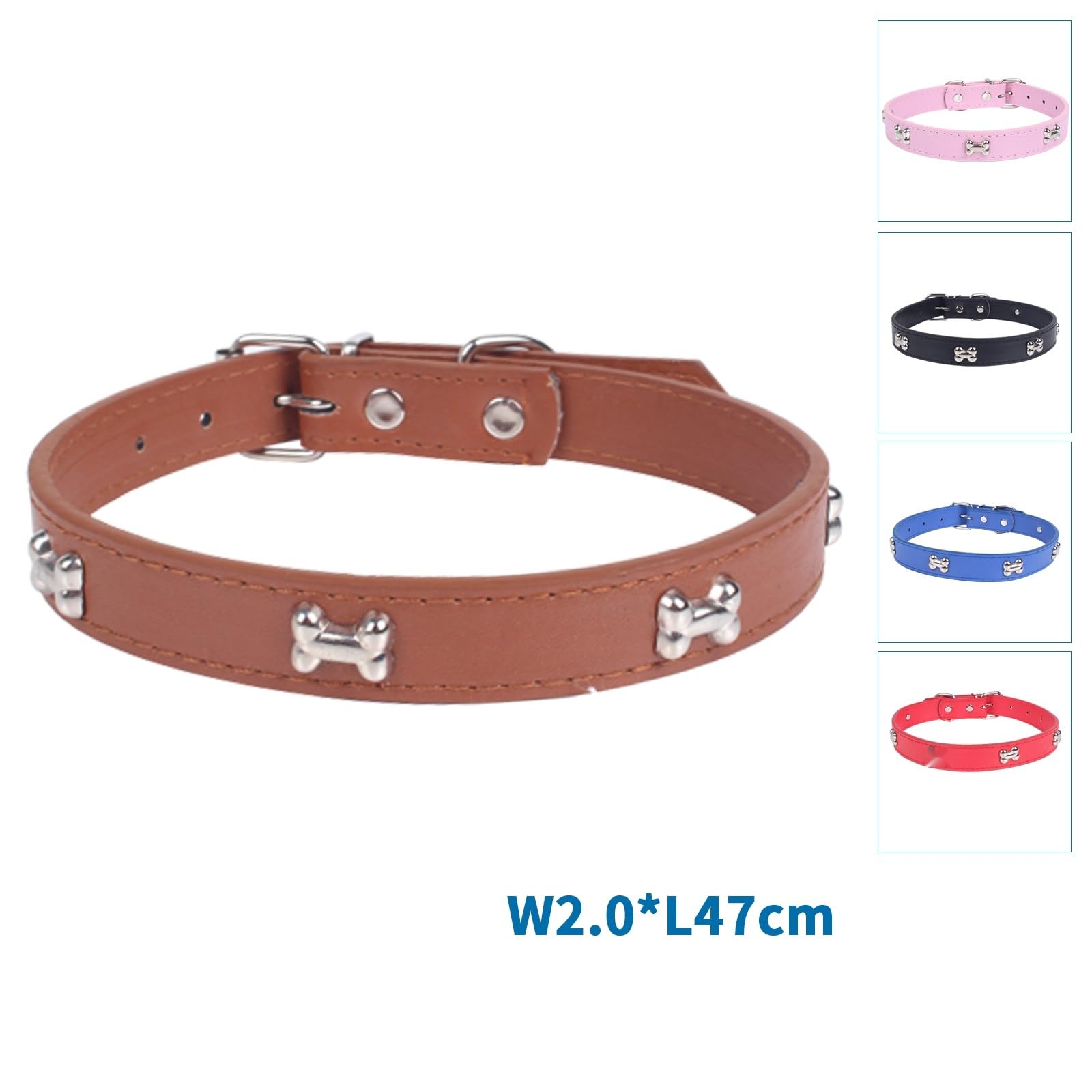 Patapalooza Metal Collar with Bone Shape Design, Durable and Adjustable, Ideal for Pet Control and Walking - Image 3