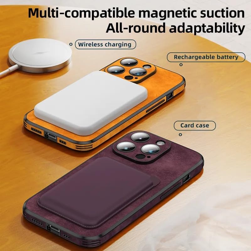 Shockproof Leather Magsafe-Compatible Deer Hunting Phone Case for iPhone 14 Pro Max, Magnetic, Wireless Charging, Camera Lens Protection Cover/Funda, A Bold Attempt (Light Blue)