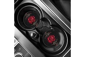 GIFTPUZZ Red Rose Print Car Cup Holder Coasters