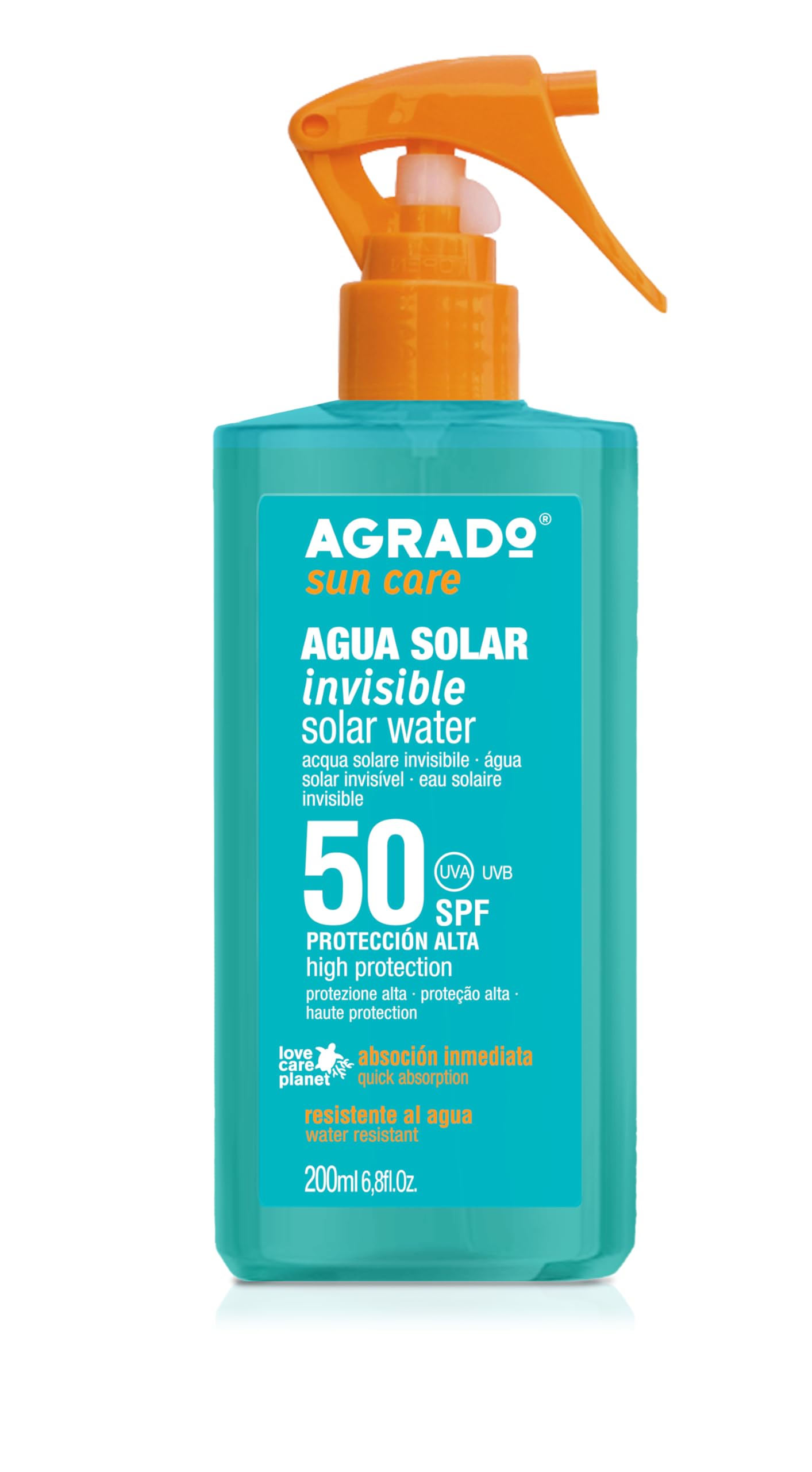 Agrado Eau Solaire Invisible SPF50 Absorption Instantanée Waterproof 200ml