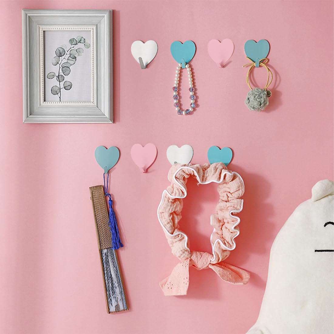 Ganci Adesivi A Forma Di Cuore - 6 Pezzi | Per Parete, Bagno, Cucina, Porta Oggetti - Foto 5