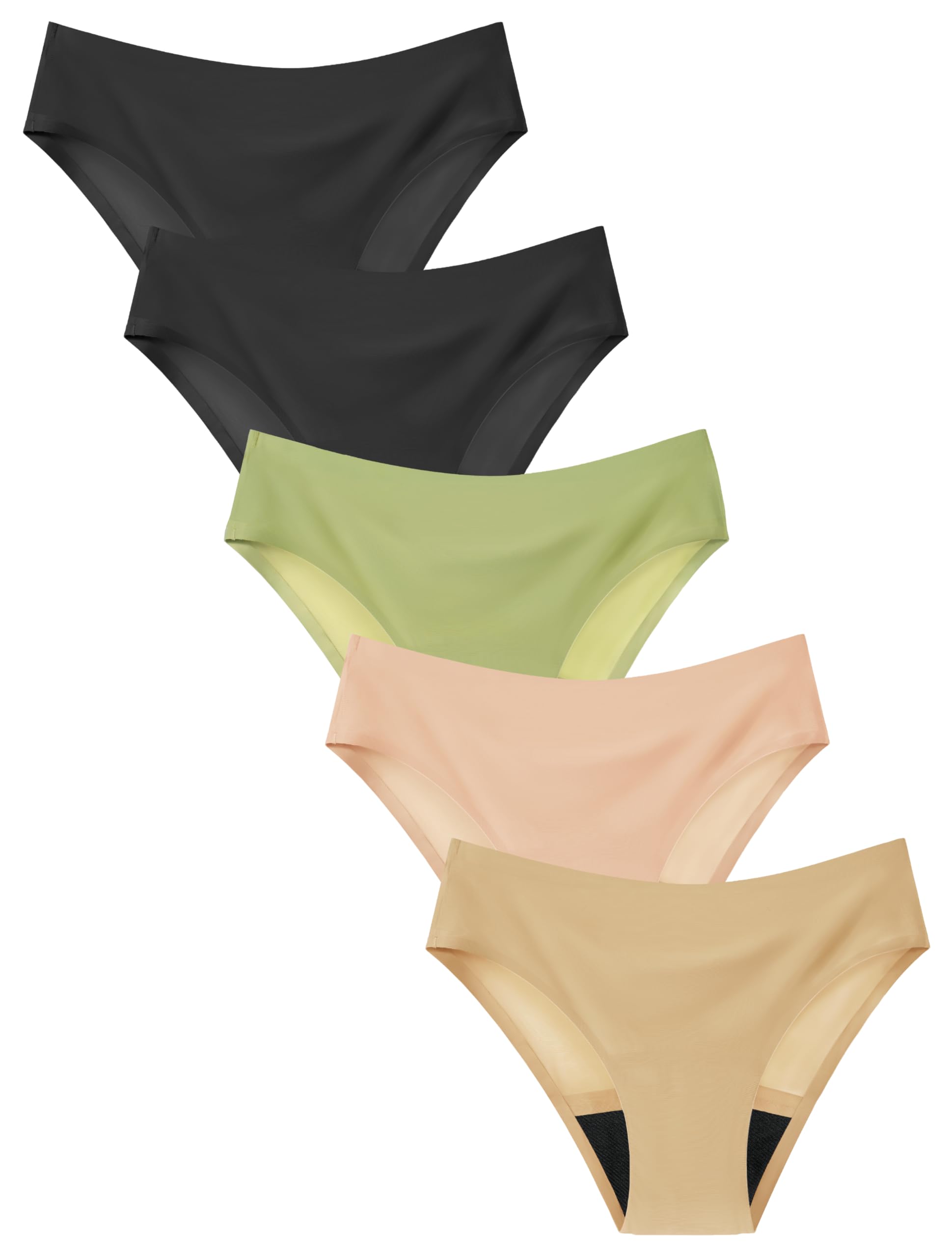 TIICHOO Period Underwear for Teens Seamless Leakproof Girls Period Panties 5-Pack