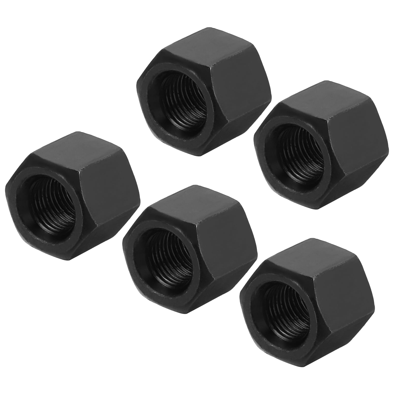 sourcing map M10 x 1mm Pitch Hex Coupling Nuts, 5Pcs 15.5mm/ 0.6" Length Grade 10.9 Carbon Steel Fully Threaded Rod Coupling Nut Stud Fine Thread Pipe Connector Fasteners, Black — image 1