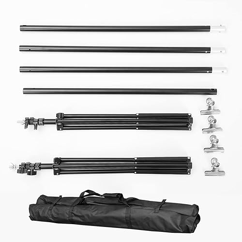 Miniatura 6 de Kit de soporte de fondo ajustable de 10 pies, sistema de soporte de fondo de fotografía de alta resistencia con abrazaderas y bolsa de transporte,