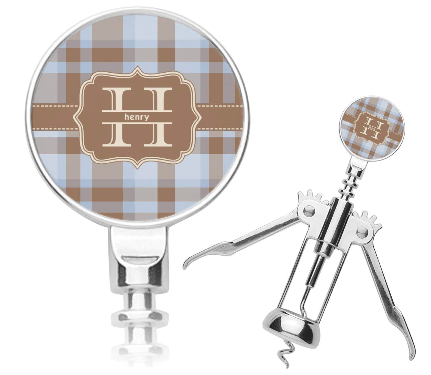 Personalized Two Color Plaid Corkscrew