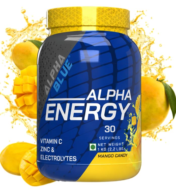 ALPHABLUE Alpha Energy Mango Pre-Workout Supplement | 2KG | 30 Servings | With Vitamin C, Zinc & Electrolytes | Boosts Energy & Endurance | 2.2 LBS Net Weight | Delicious Mango Flavour(Pack of 2)-image-36