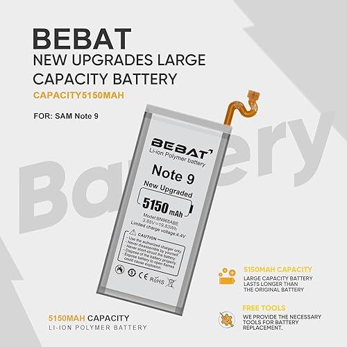 Miniatura 3 de Batería de repuesto para Samsung Galaxy Note 9,5150mAh batería de polímero de litio de alta capacidad para Samsung Galaxy Note 9, N9600 N960F