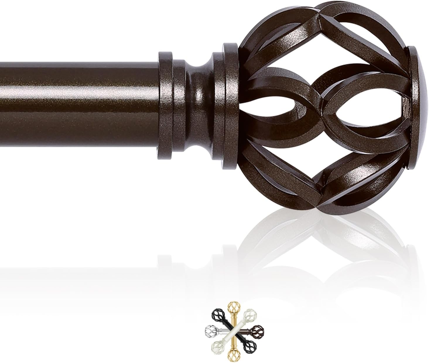 Bronze Decorative Farmhouse Curtain Rods:36-88 Inch Adjustable Heavy Duty Single Window Curtain Rod for Bedroom Living Room,Bronze Boho Rustic Drapery Rods with Vintage Twist Finial Easy Install