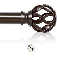 TVWOO Bronze Curtain Rod, Curtain Rods for Windows 28 to 60 Inch, 1 Inch Adjustable Curtain Rod, Heavy Duty Curtain Rods, Farmhouse Twisted Cage Finial Curtain Rods, Window