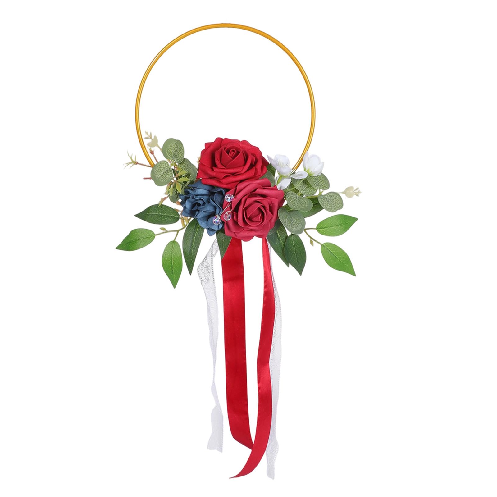 Realistic Artificial Rose Wreath with Iron Frame Floral Garland for Home Wedding Decor Rose Iron Wreath